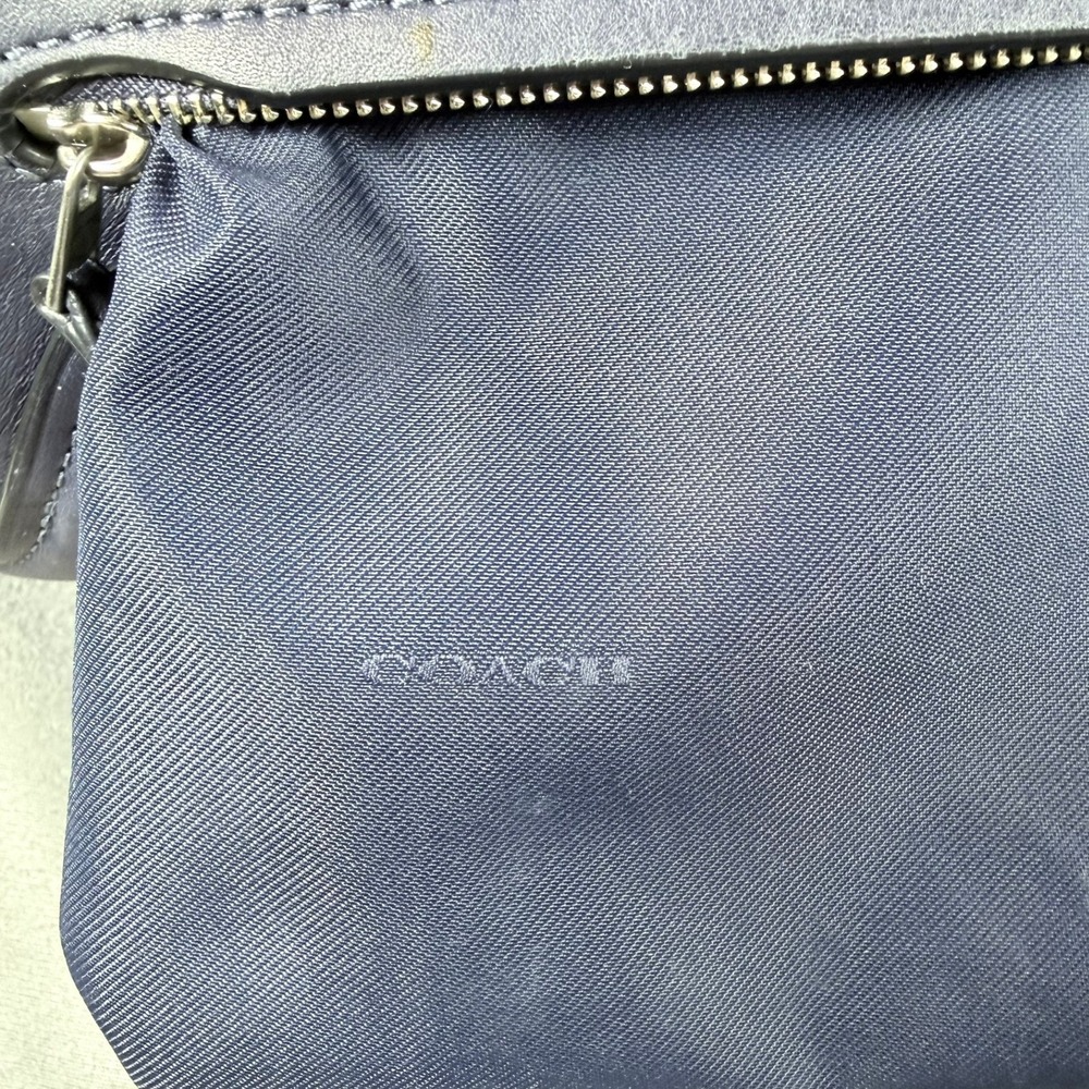 Coach Ace Satchel Glovetanned Leather Navy Blue 12x8x6.5 Braided Handles 37017 - Picture 9 of 16
